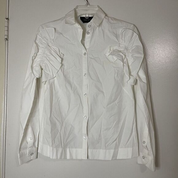 Simone Rocha White long sleeve button down collar blouse size US 2 UK6 - Picture 1 of 6